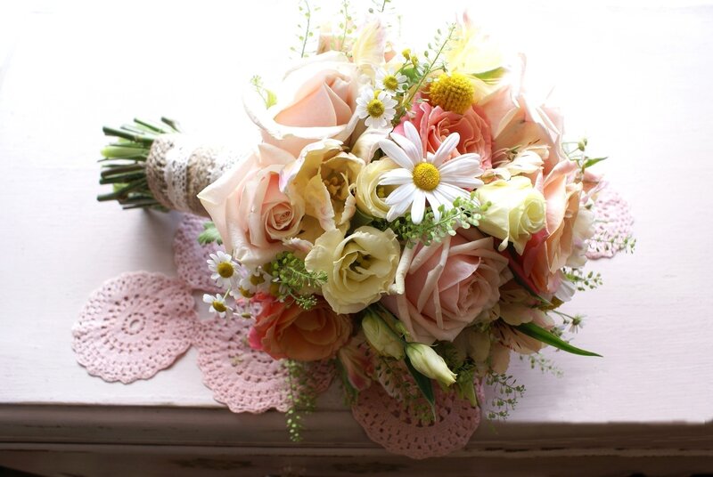 Wedding Bouquet on Doilies