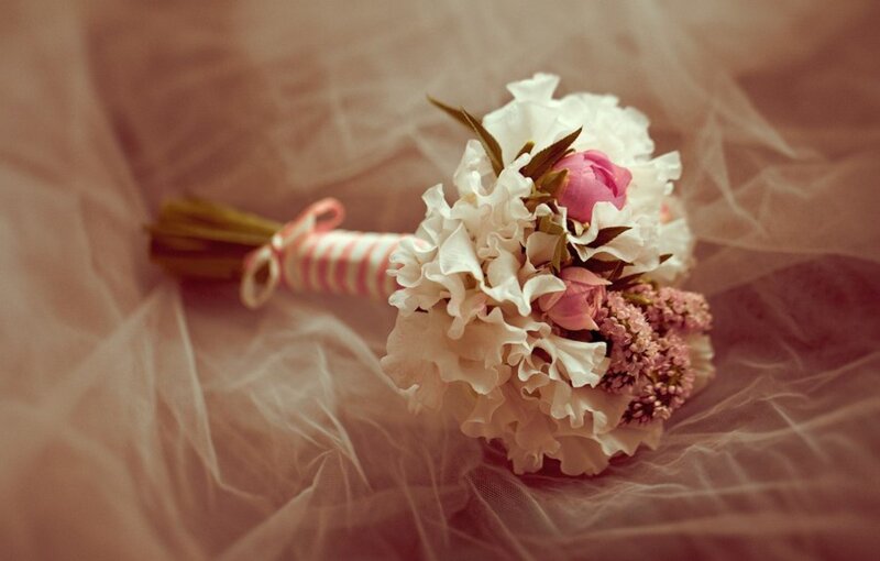 Wedding Bouquet on Fabric
