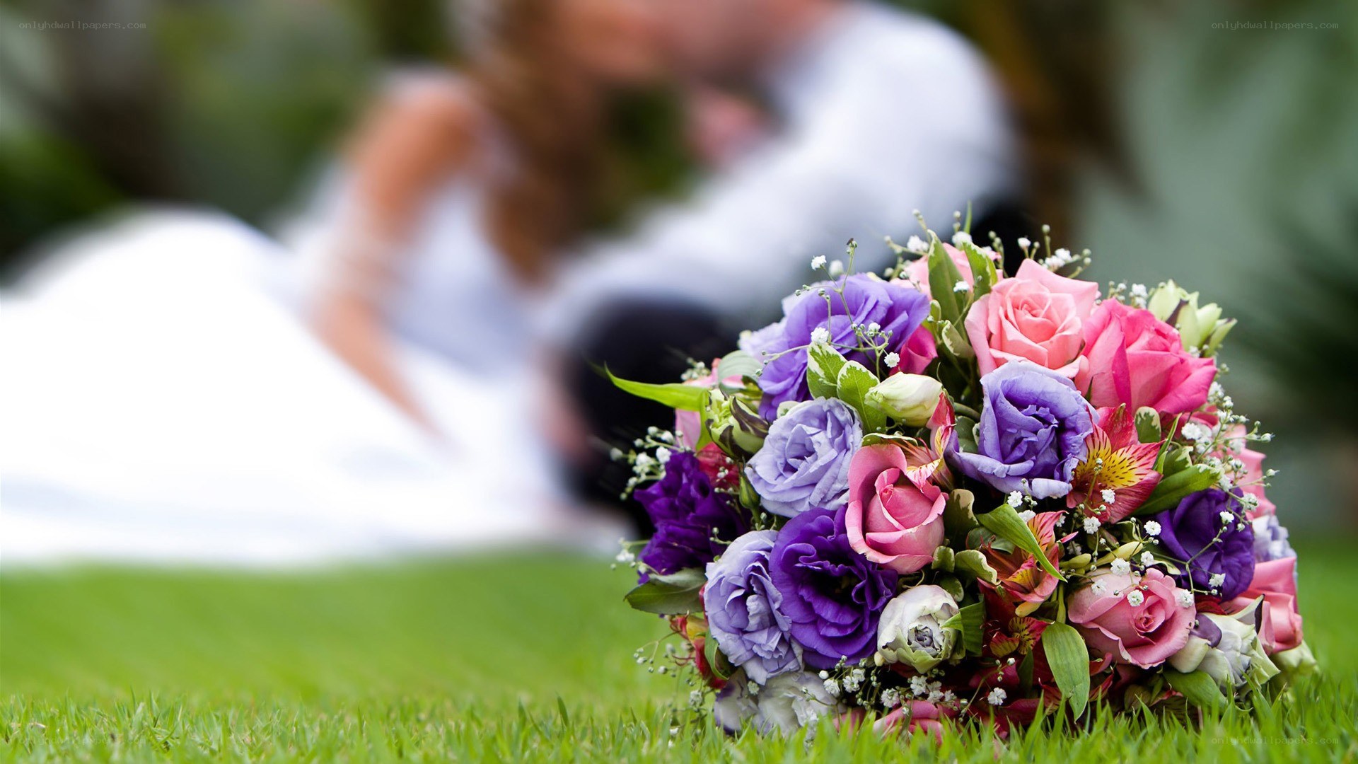 Wedding bouquet on grass