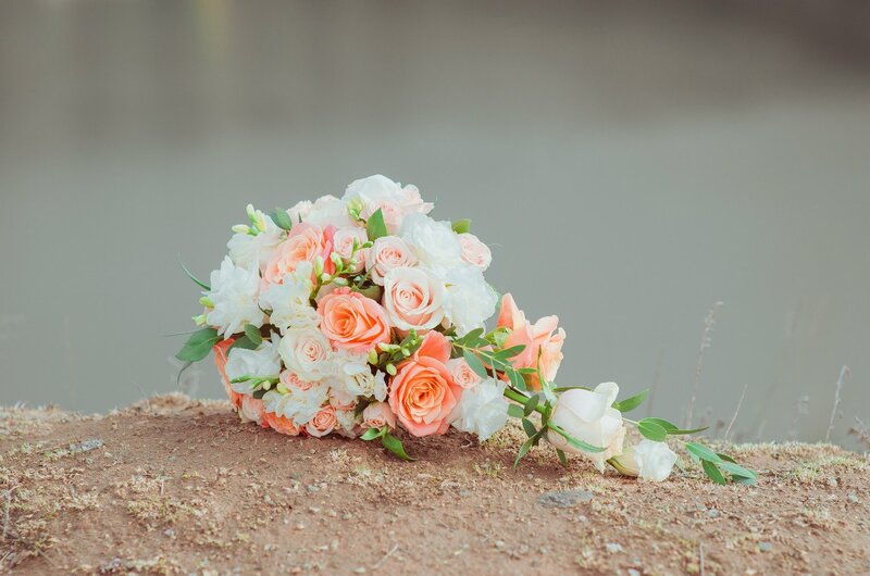 Wedding Bouquet on Ground — Pink