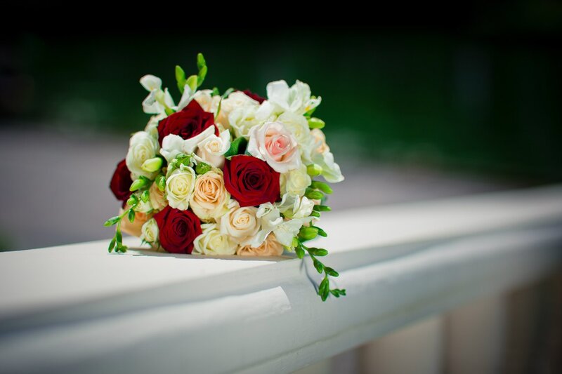 Wedding Bouquet on Railing