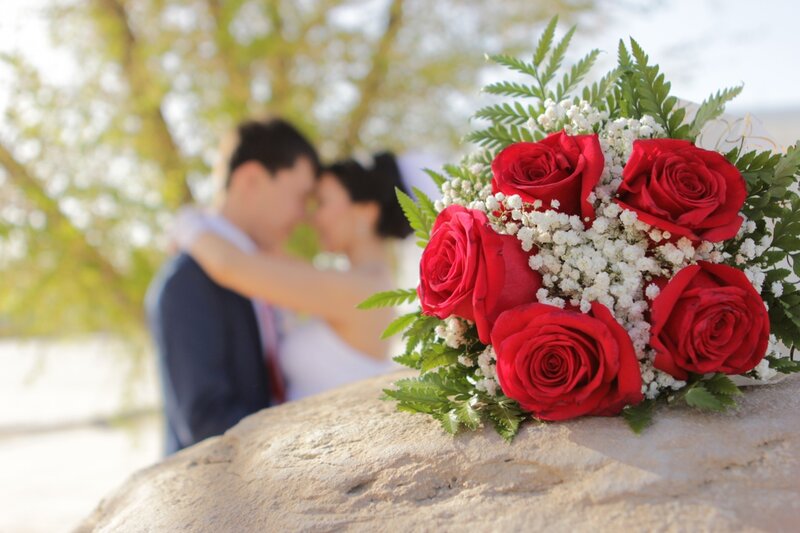 Wedding Bouquet on Rock