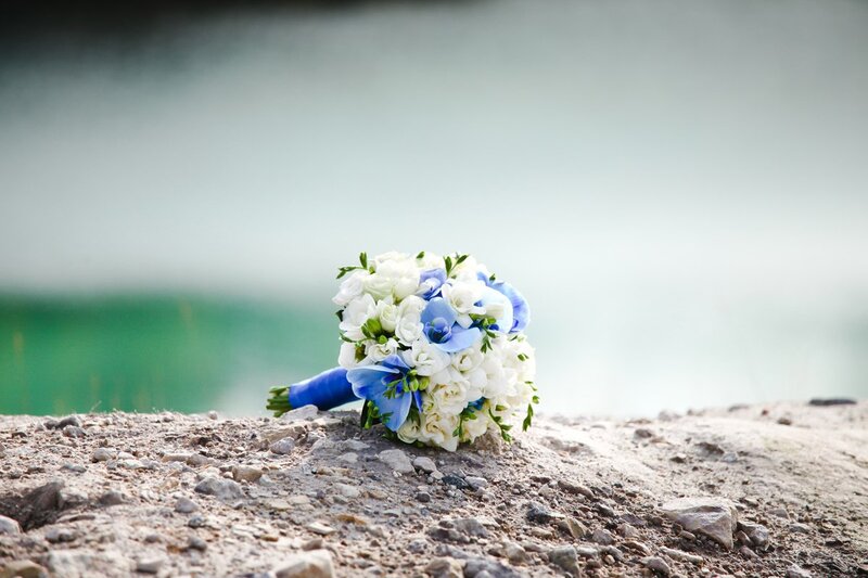 Wedding Bouquet on Rocks