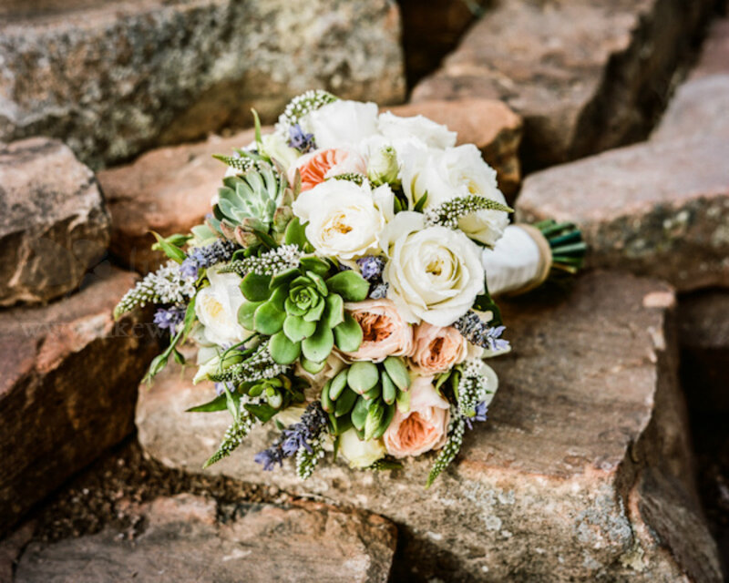 Wedding Bouquet on Rocks — White