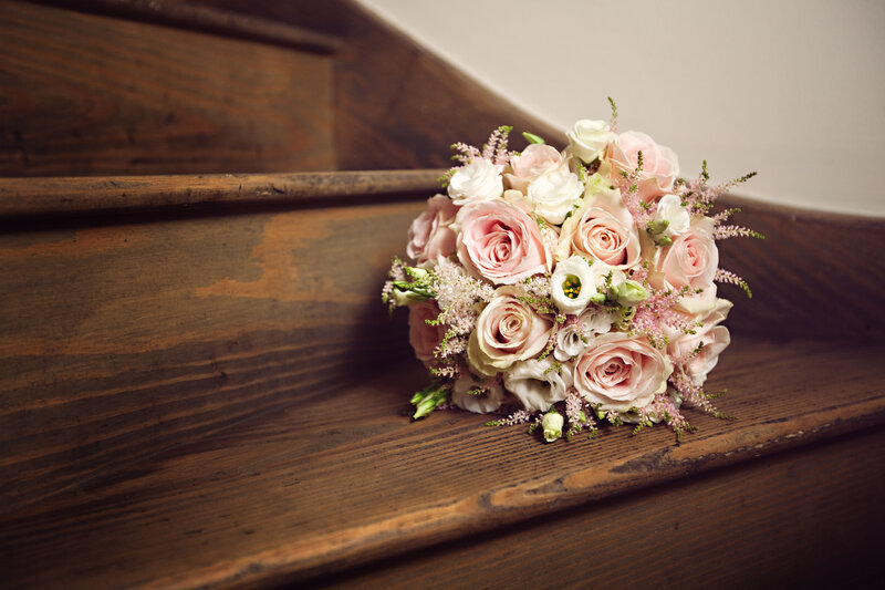 Wedding Bouquet on Stairs