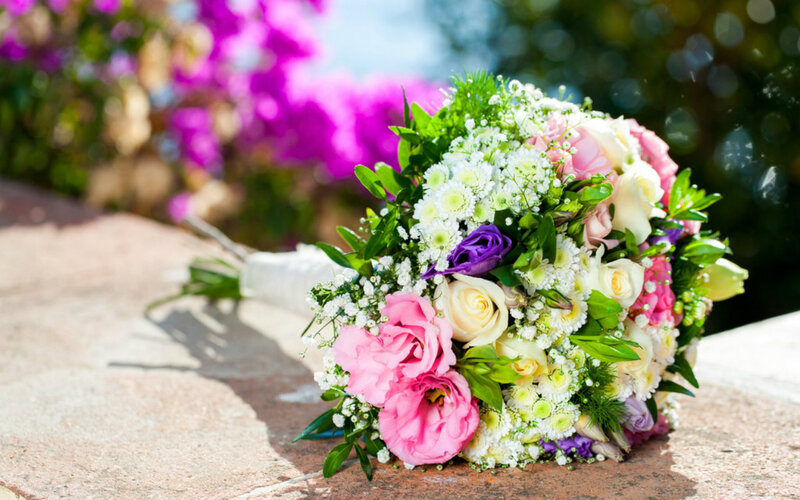 Wedding Bouquet on Stone — Pink, Serene