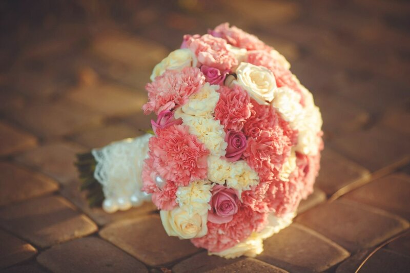 Wedding Bouquet on Stone — Pink