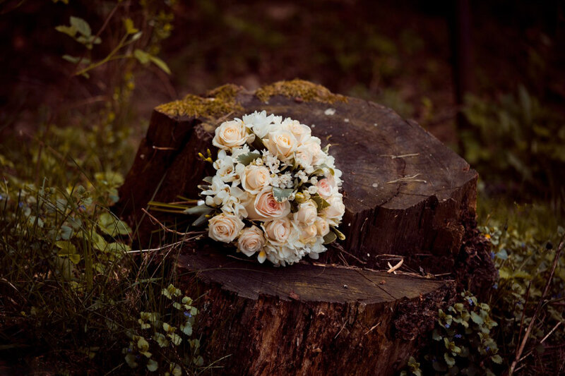 Wedding Bouquet on Stump