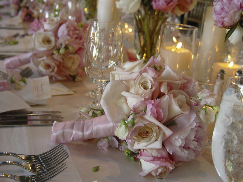 Wedding Bouquet on Table — Pink