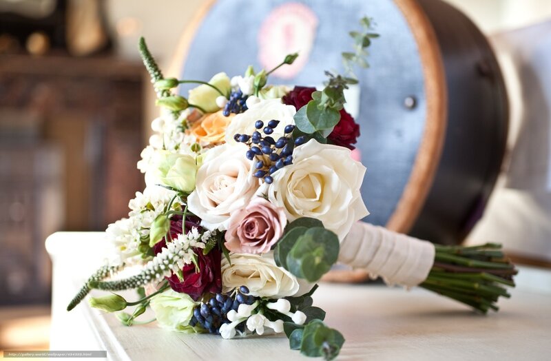 Wedding Bouquet on Table — White, Serene