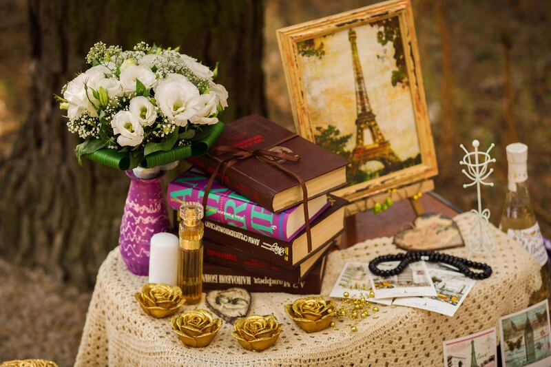 Wedding Bouquet on Table — White