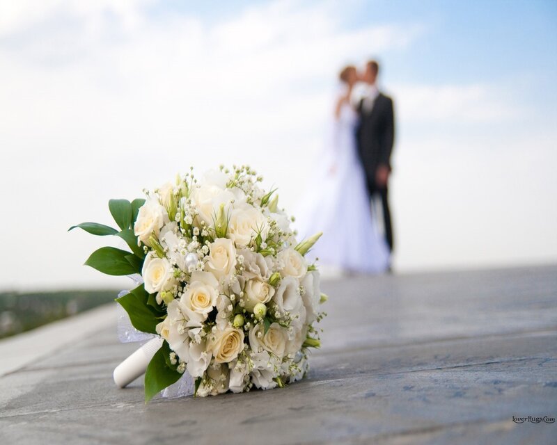 Wedding Bouquet on Wood