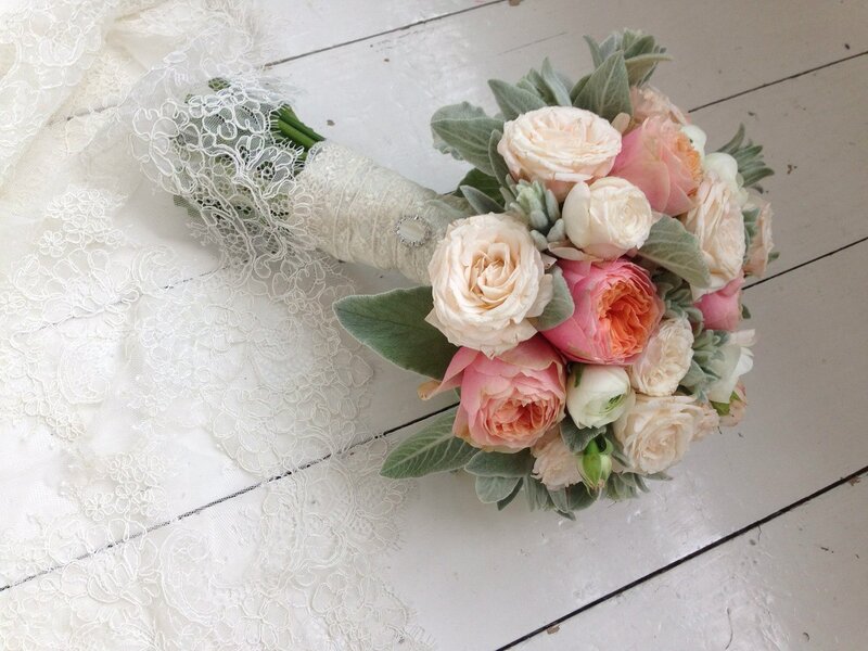 Wedding Bouquet with Lace — White