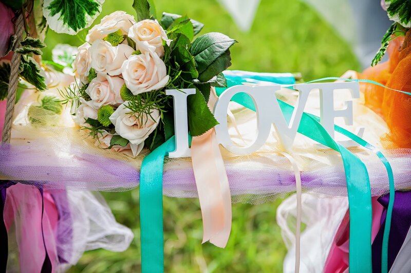 Wedding Bouquet with Love Sign — White
