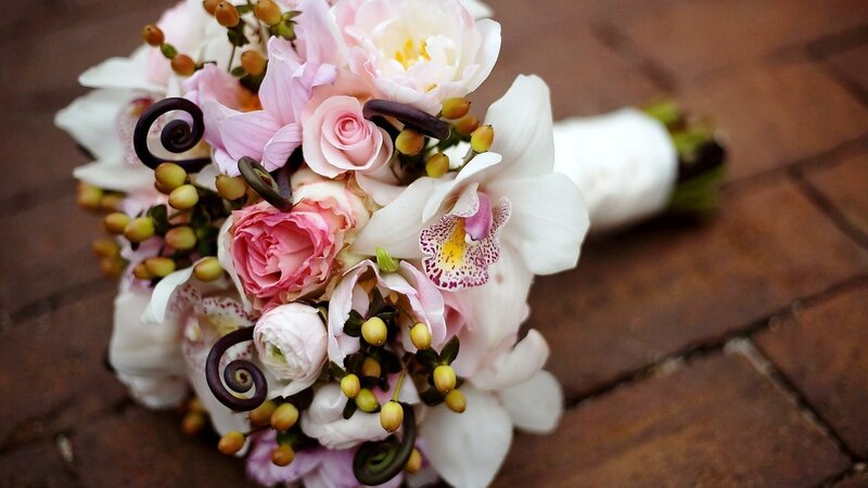 Wedding Bouquet with Orchids — Pink