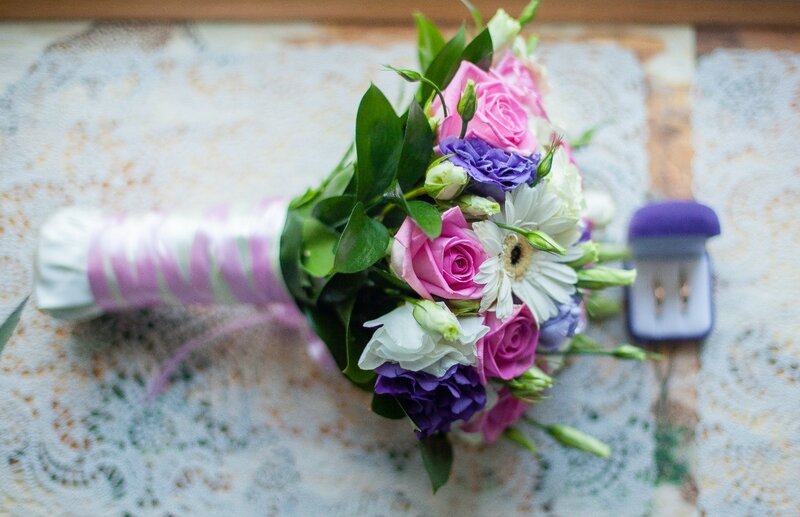 Wedding Bouquet with Ring — Pink