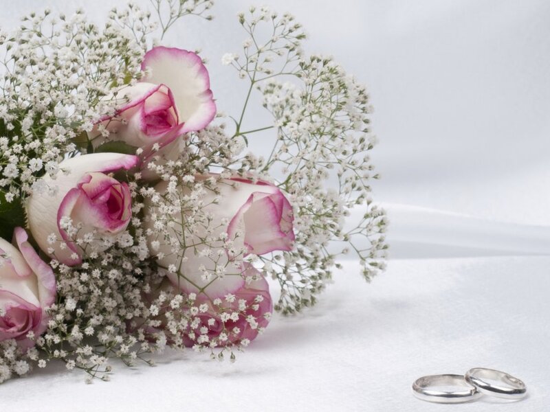 Wedding Bouquet with Rings — White