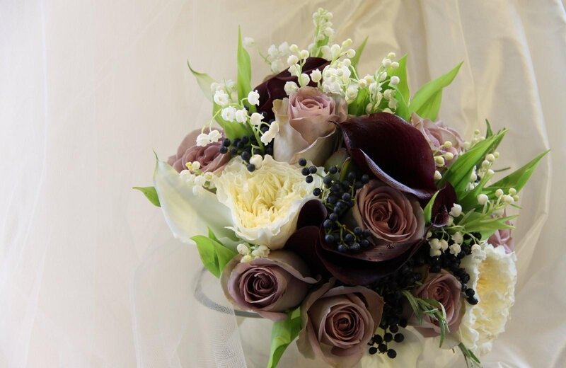 Wedding Bouquet with Roses — Purple, Elegant