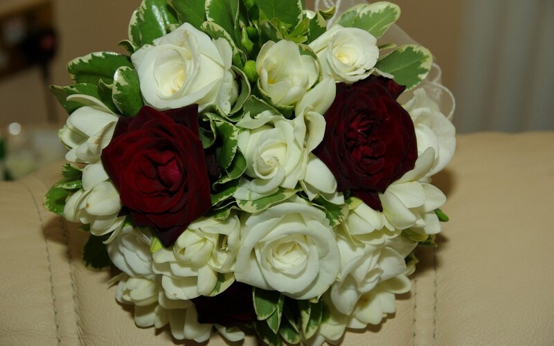 Wedding Bouquet with Roses — White, Calm, Photograph