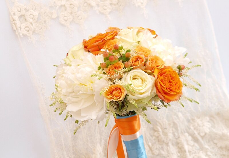 Wedding Bouquet with Roses — White, Elegant