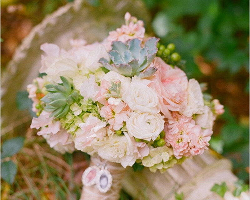 Wedding Bouquet with Succulents — Pink
