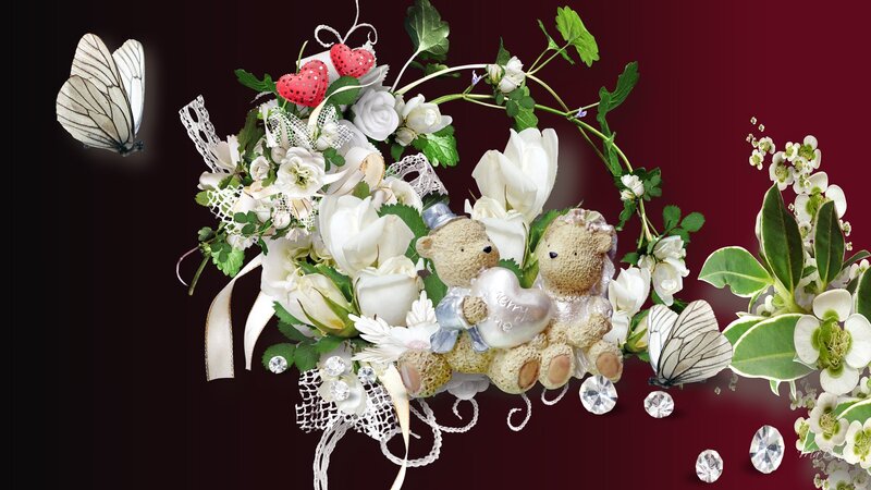 Wedding Bouquet with Teddy Bears