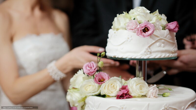 Wedding cake cutting ceremony