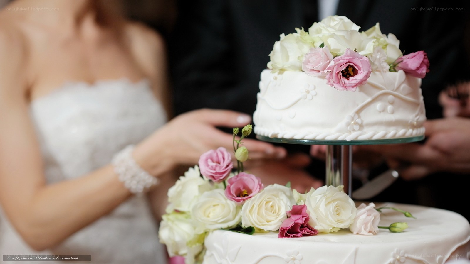 Wedding cake cutting ceremony