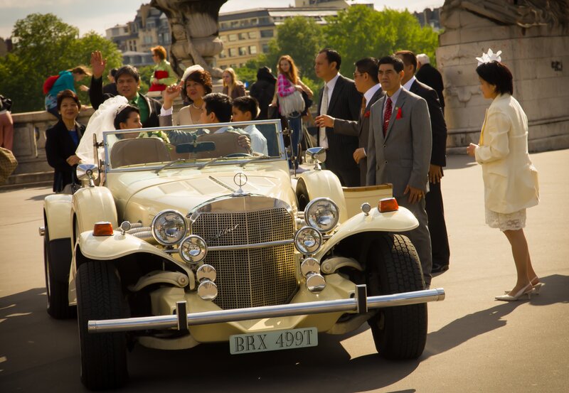 Wedding Car with Passengers