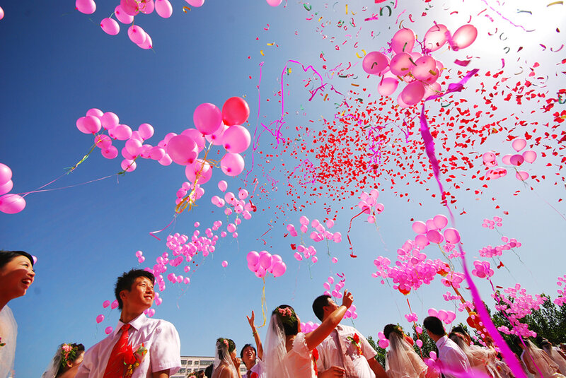 Wedding celebration with balloons