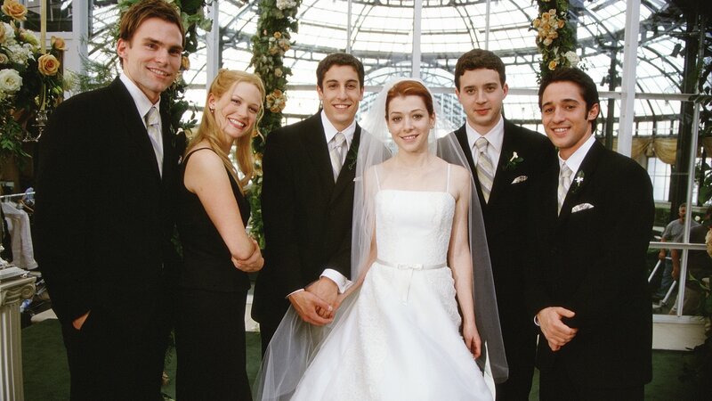Wedding party in greenhouse