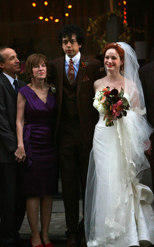 Wedding party with bride and groom
