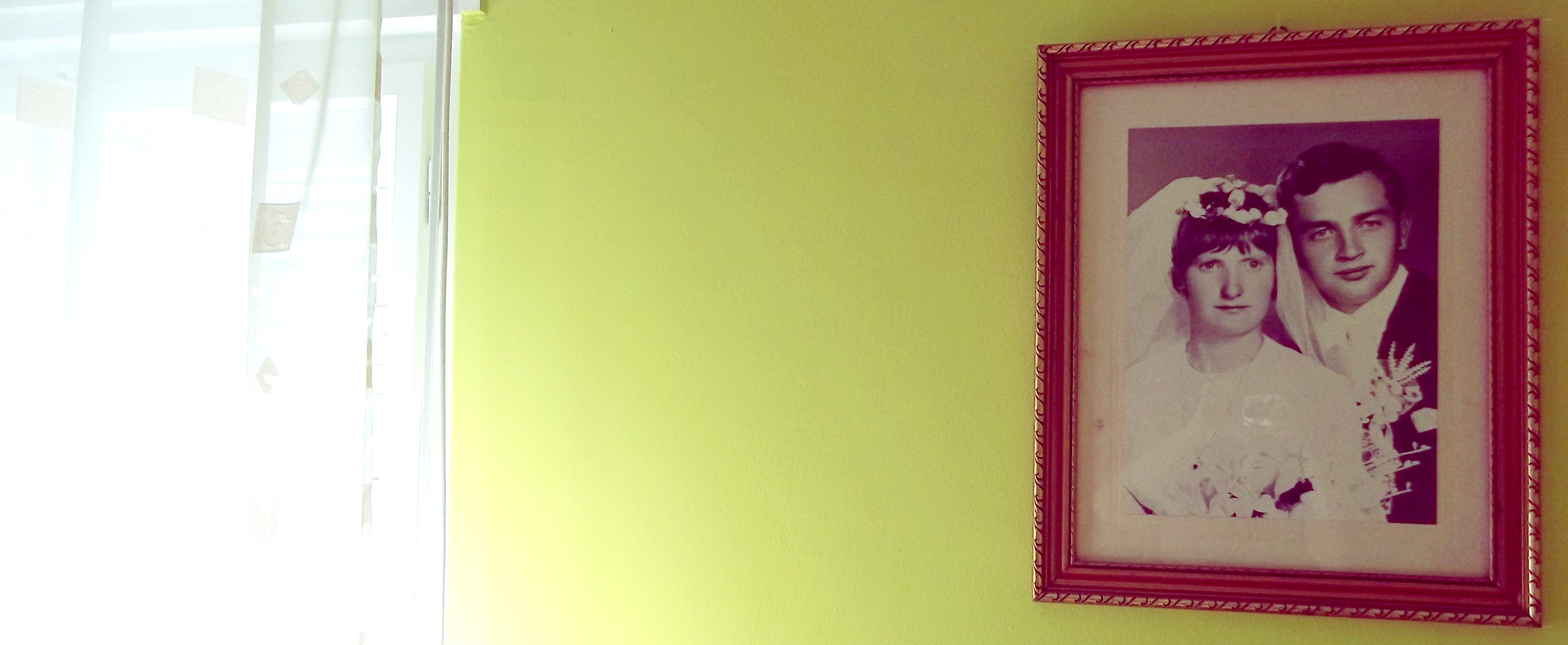 wedding photo on wall