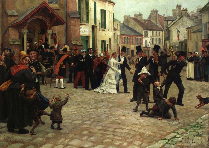 Wedding procession in a village