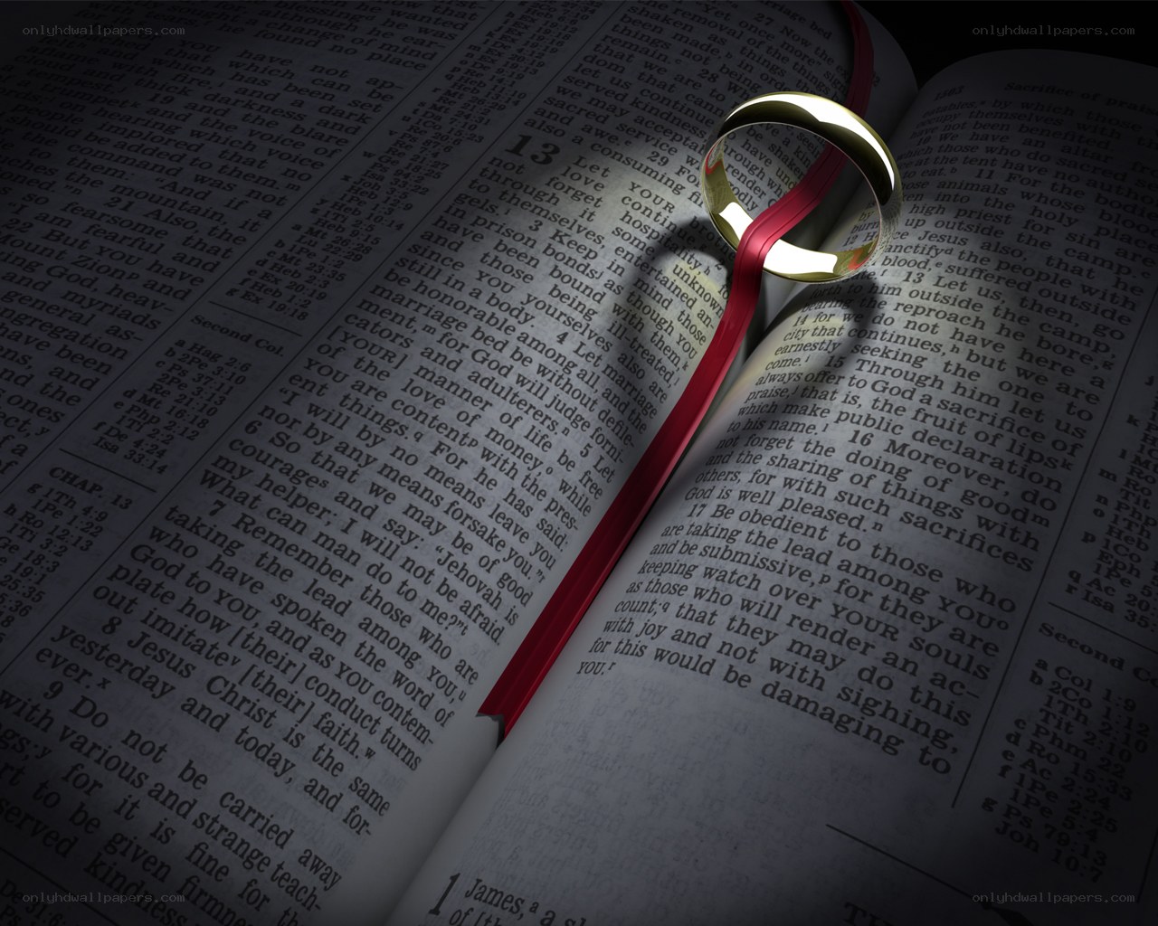 wedding ring on open bible