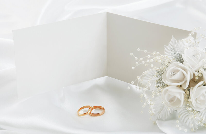 Wedding Rings and Bouquet — White