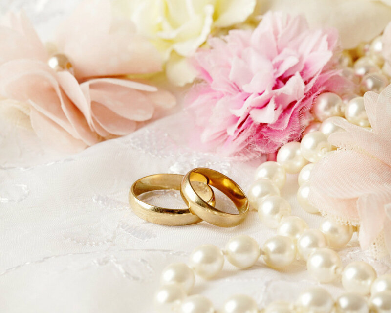 Wedding Rings and Flowers — White, Romantic