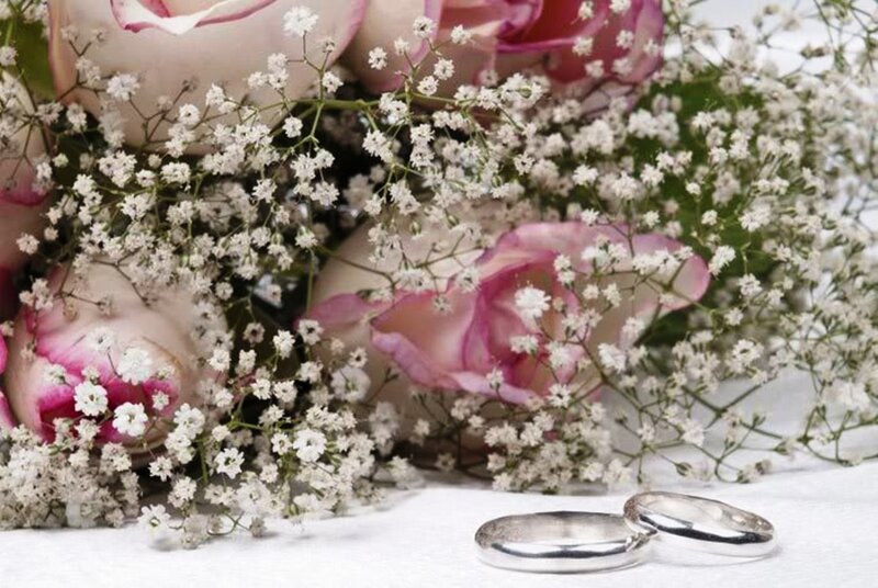 Wedding Rings and Flowers — White