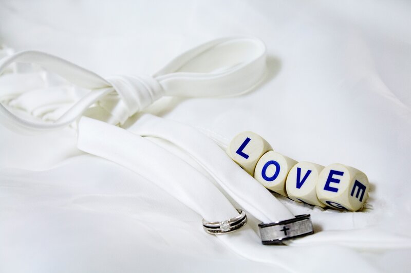 Wedding rings and love blocks