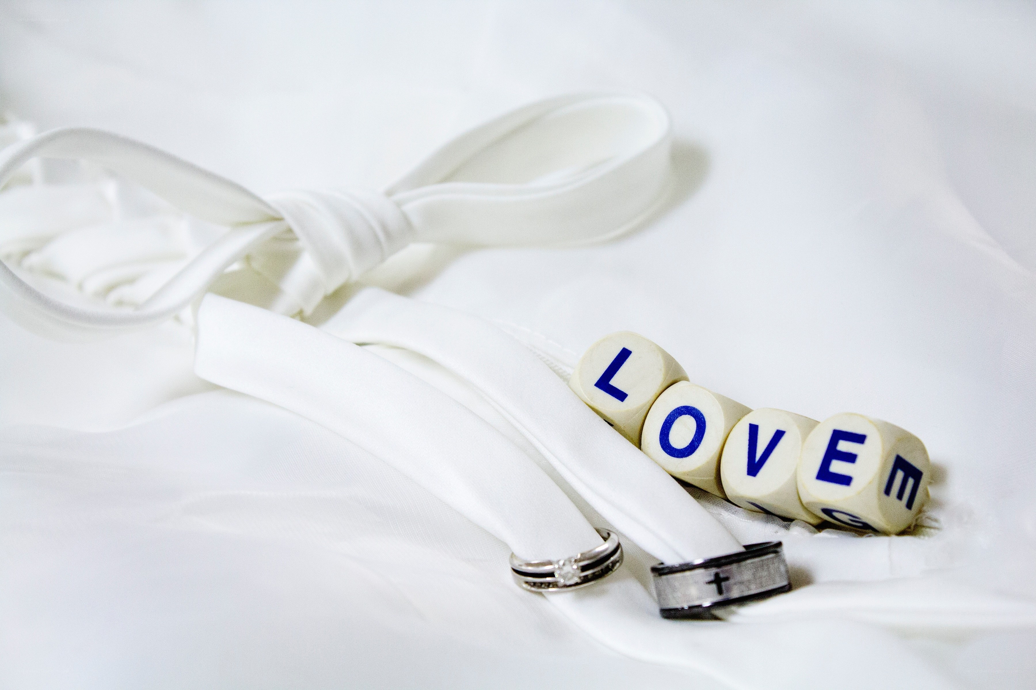 Wedding rings and love blocks