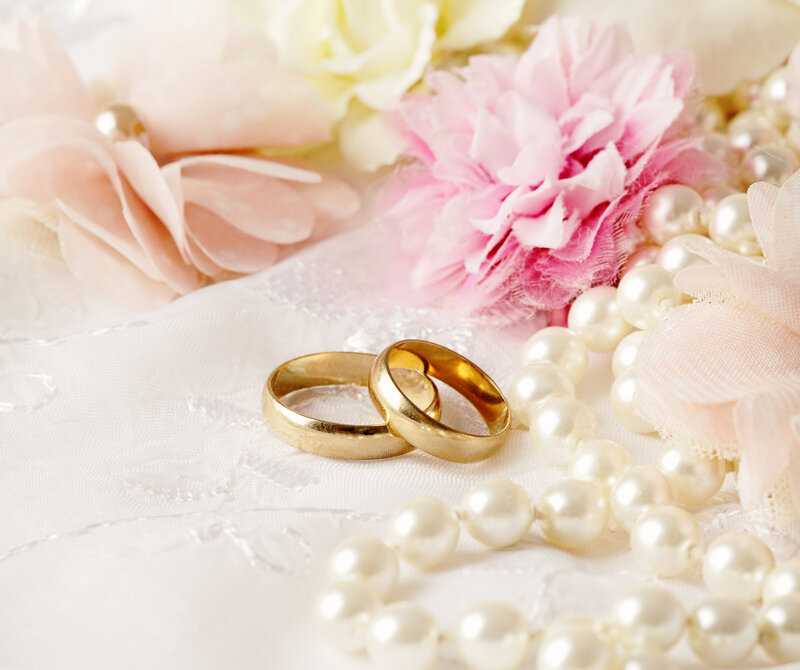 Wedding Rings and Pearls — White, Romantic