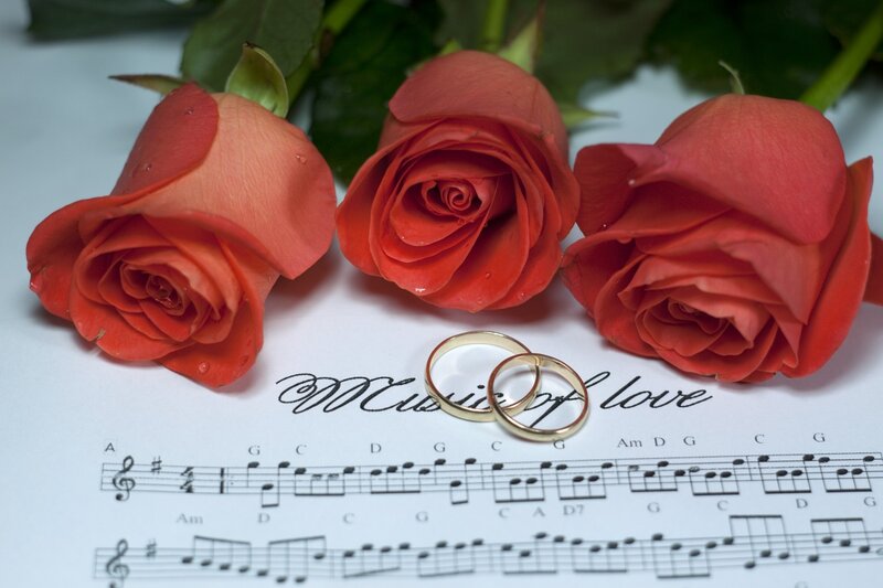 Wedding Rings and Roses — Red, Romantic