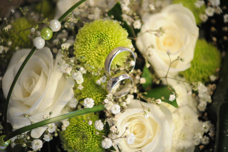 Wedding Rings in Bouquet
