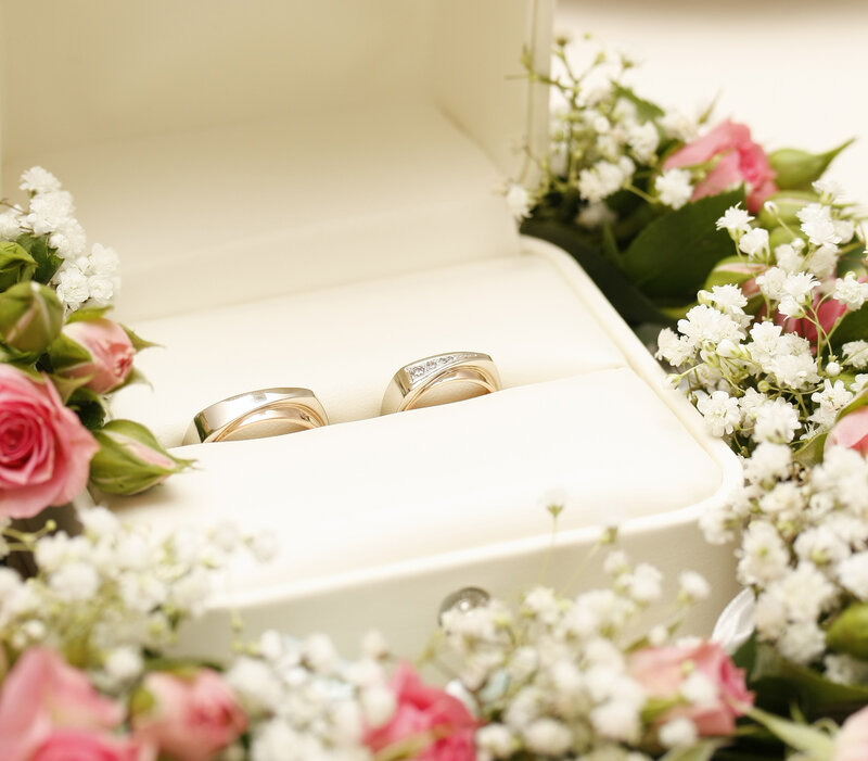Wedding Rings in Box — White, Romantic, Photograph