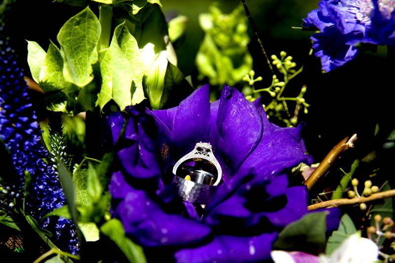 Wedding Rings in Flower — Purple