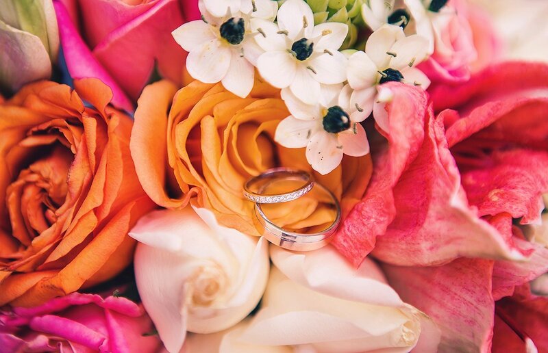 Wedding Rings in Flowers — Orange