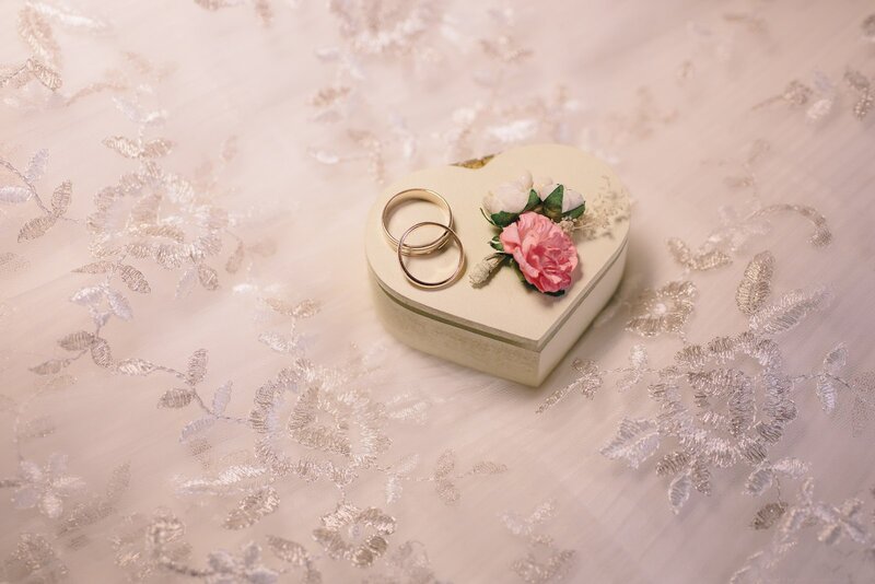 Wedding Rings in Heart Box
