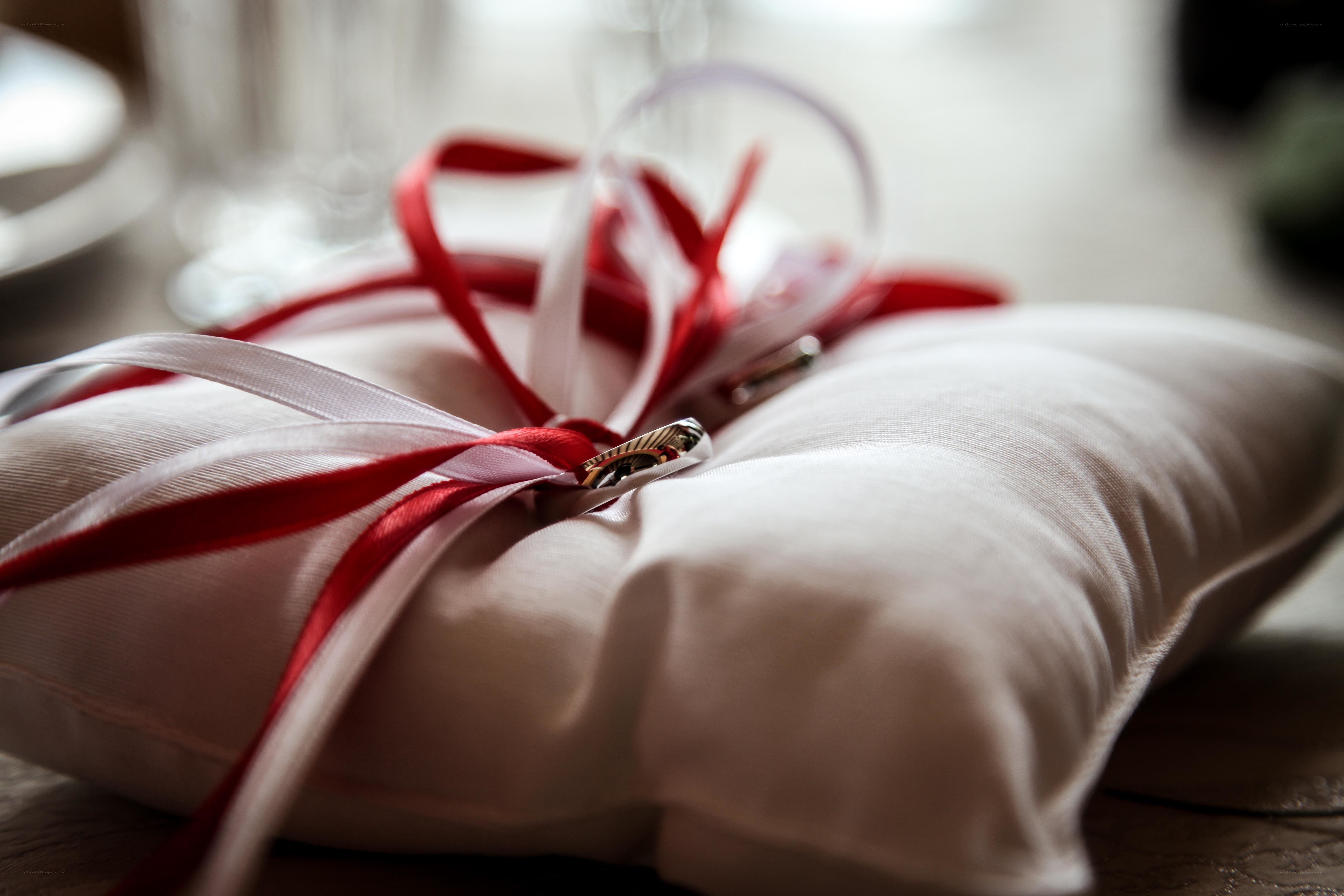 Wedding rings on a pillow
