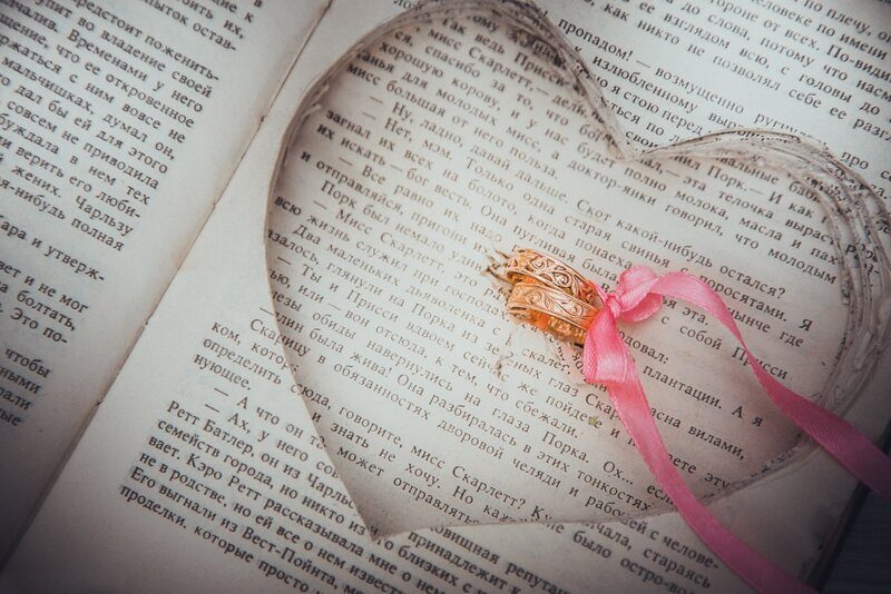 Wedding Rings on Book — White
