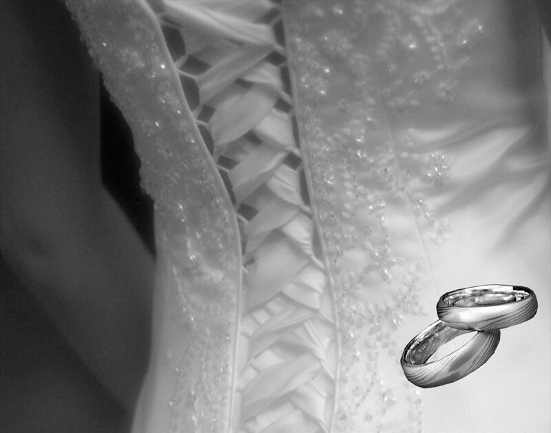 wedding rings on dress